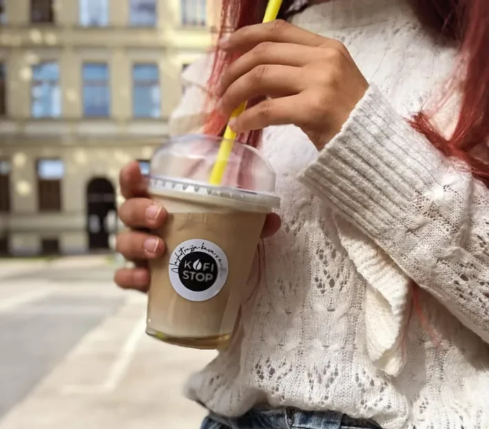 Matcha latte, bubble tea in coffee to go Ljubljana center