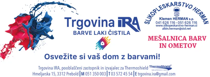 Barve lake in čistila, Trgovina IRA, HERMAN d.o.o., Savinjska
