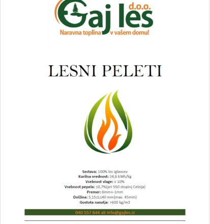 V GAJ LES izdelujemo kakovostne lesne pelete s certifikatom ENplus A1