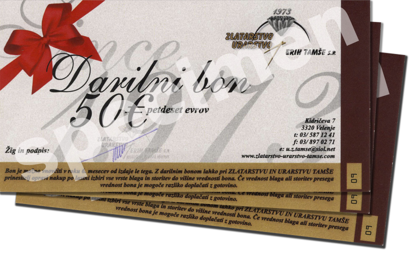 Darilni boni z neomejenim časom, dobra zlatarna Velenje, Savinjska