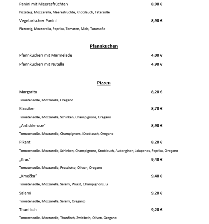 Pizzenmenü