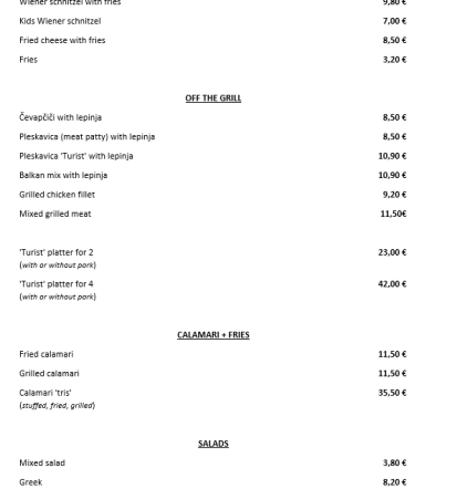 Pr'Turist menu page 1