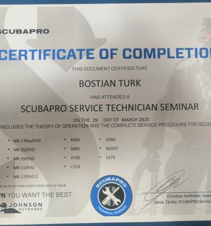 Servis opreme za potapljanje Slovenija