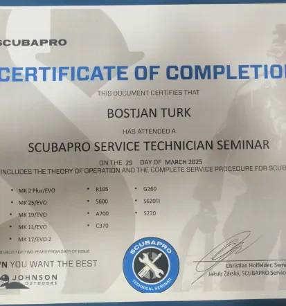 Servis opreme za potapljanje Slovenija
