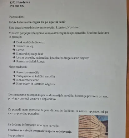 Razrez in obdelava lesa Primorsko-notranjska